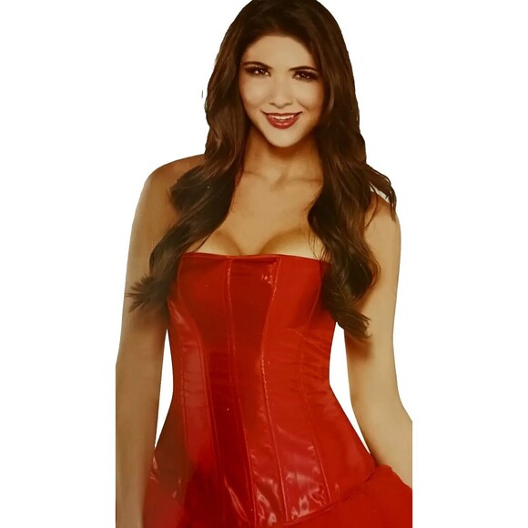 SEXY Valentine/Devil Red Satin Corset/Bustier M/L Cosplay Costum Halloween - Picture 1 of 6